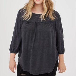 Torrid NWOT Blouse - Gauze Eyelet Gray 1X